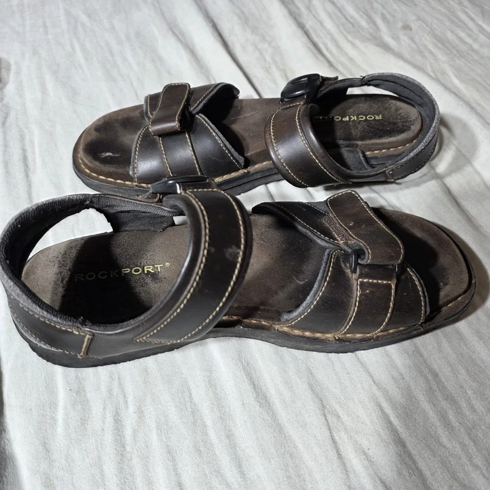Rockport Men's Leather Sandals‎ Cushioned Footbed Straps Size 12 Medium